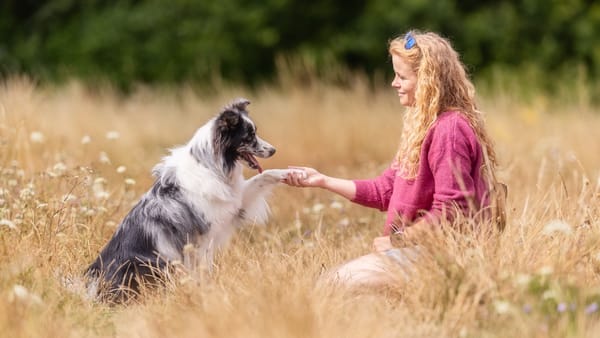 Dina med hund i naturen